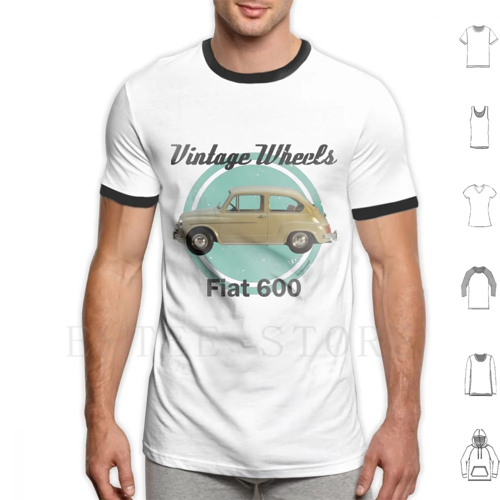Fiat 600 Vintage Ruote-Fiat 600 T Shirt Stampa Cotone Multipla Abarth 595 Fiat Talento Fiat 127 Fiat Quinesimo Fiat Coupé