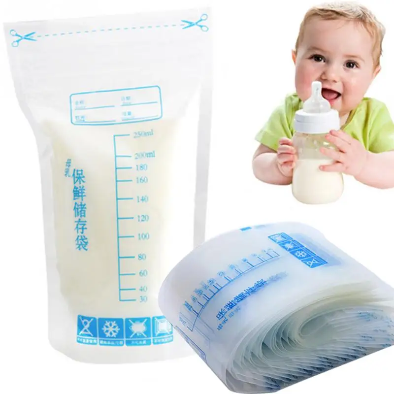 30 Uds leche congelador bolsas madre la leche de almacenamiento de alimentos bolsa de almacenamiento de leche materna libre de BPA bebé alimentación bolsas de alimentación 250ml