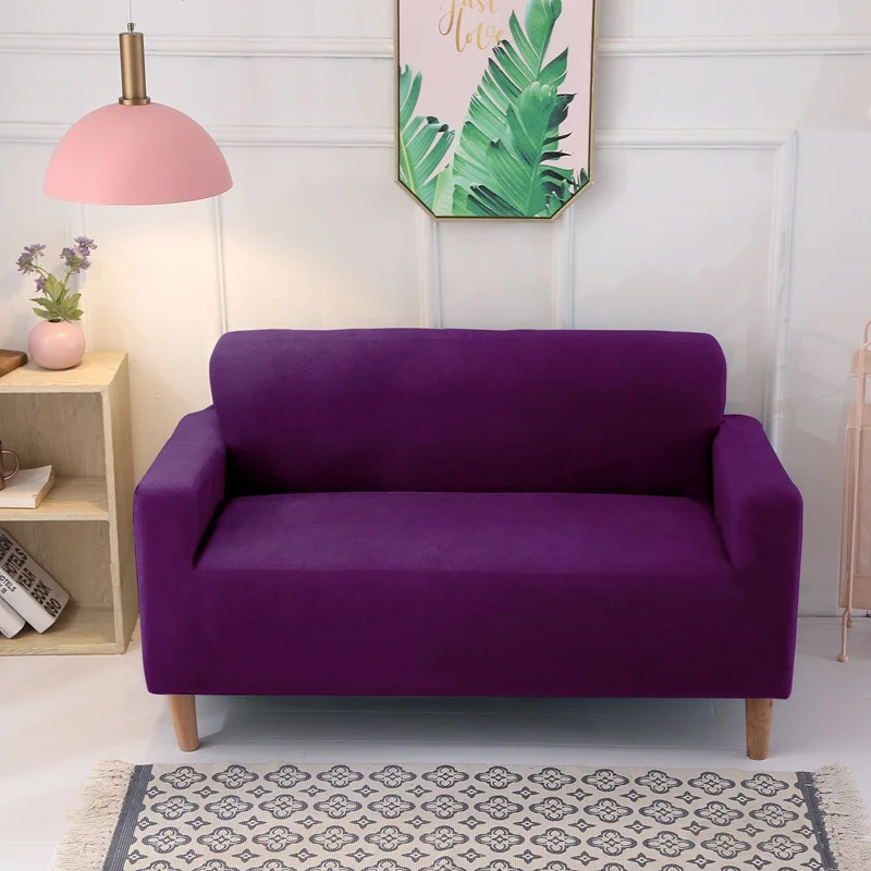 Purple Утепленные плюшевые эластичные диванных чехлов для Гостиная универсальный все включено чехол для секционного дивана диван Ipad Mini 1/2/3/4 местный - Цвет: Purple