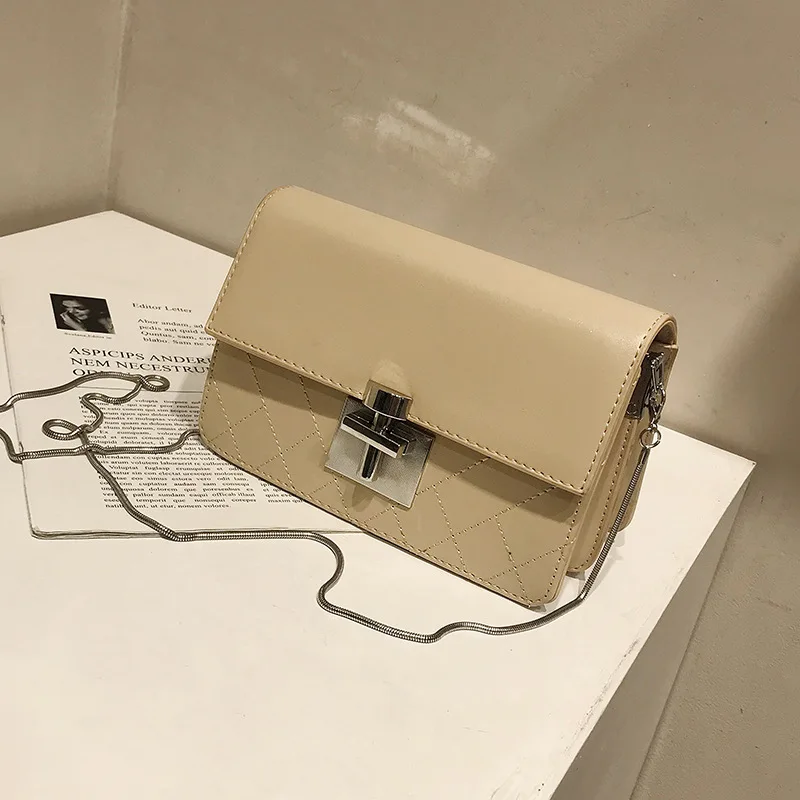 

Textured WOMEN'S Shoulder Bag PU Leather Solid Color Car Suture Oblique Square Sling Bag Korean-style WOMEN'S Fashion Handbag