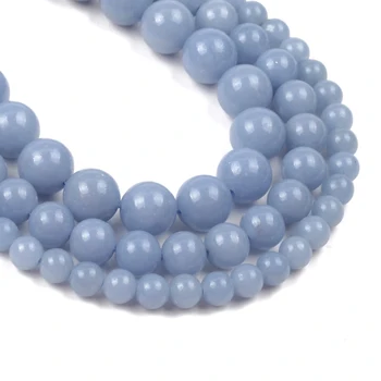 

Natural High Quality Genuine Blue Angelite Stone Beads 6 8 10mm Round Loose Spacer Beads For Jewelry Making DIY Bracelet Charms