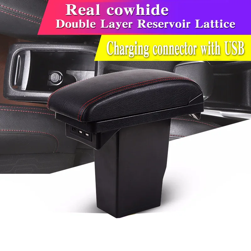 Кожаный Автомобильный подлокотник для peugeot 2008 3008 - Название цвета: Genuine cowhide