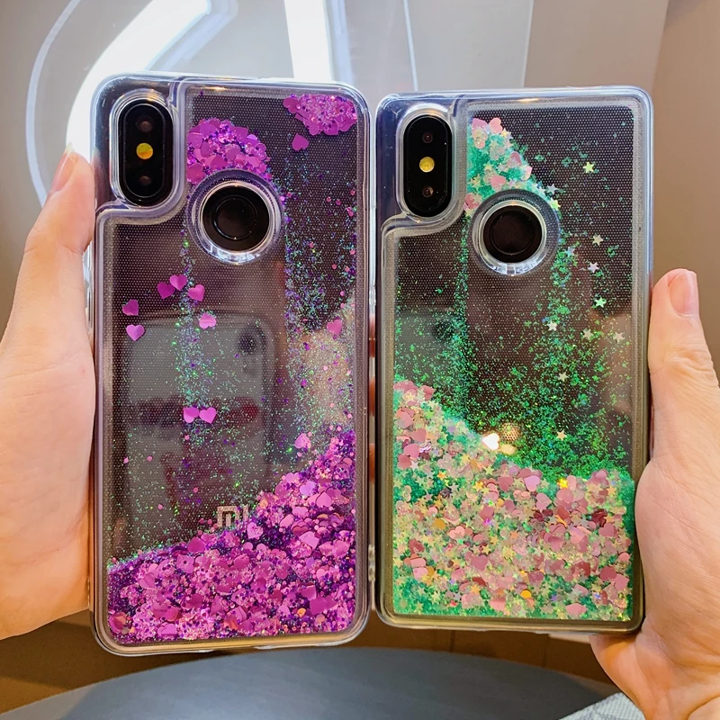 Cover Per Xiaomi Redmi 9C Glitter Trasparente - Custodia In Silicone TPU Con Brillantini - Viola - copertina
