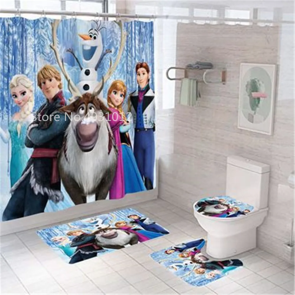 Disney Frozen Elsa And Anna Princess Waterproof Shower Curtain Set