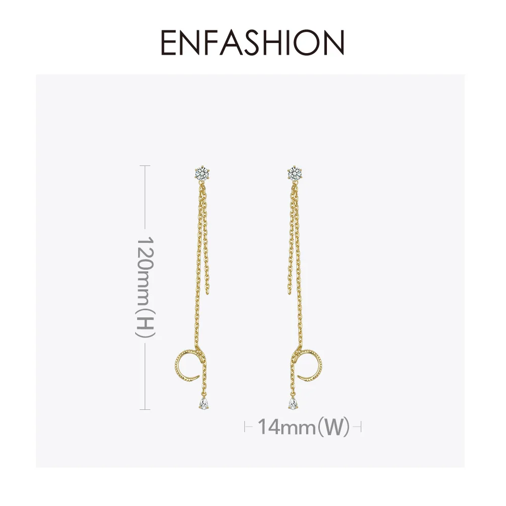 ENFASHION, женские серьги-подвески в виде Луны с кристаллами, длинные висячие серьги с кисточками золотого цвета, модное ювелирное изделие, Kolczyki E191101