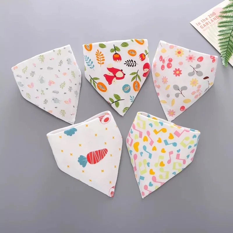 

5 pieces/lot Newborn Baby Boy Girl Bibs Triangle Drooling Toddler Cotton Scarf Burp Slabber Cloth Bandana Infant stuff Bibs