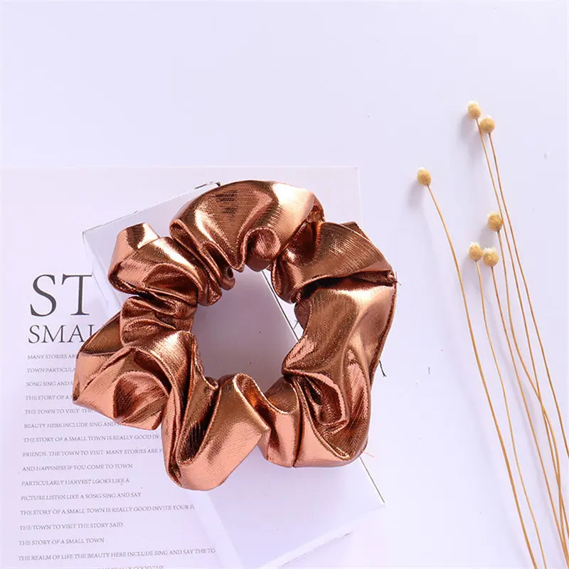 coffee headbands 1 или 2 шт. женские резинки для волос из искусственной кожи золотого цвета, винтажные резинки для конского хвоста, эластичные резинки для волос для девочек, блестящие резинки для волос, аксессуары для волос - Цвет: coffee headbands