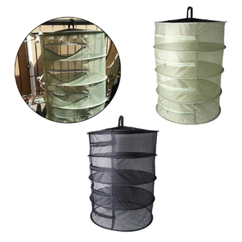 

4 Layers Wire Mesh Hanging Net Drying Rack Outdoors Clothes Basket Laundry Storage Bag Herb Bud Drying Basket Drying Net