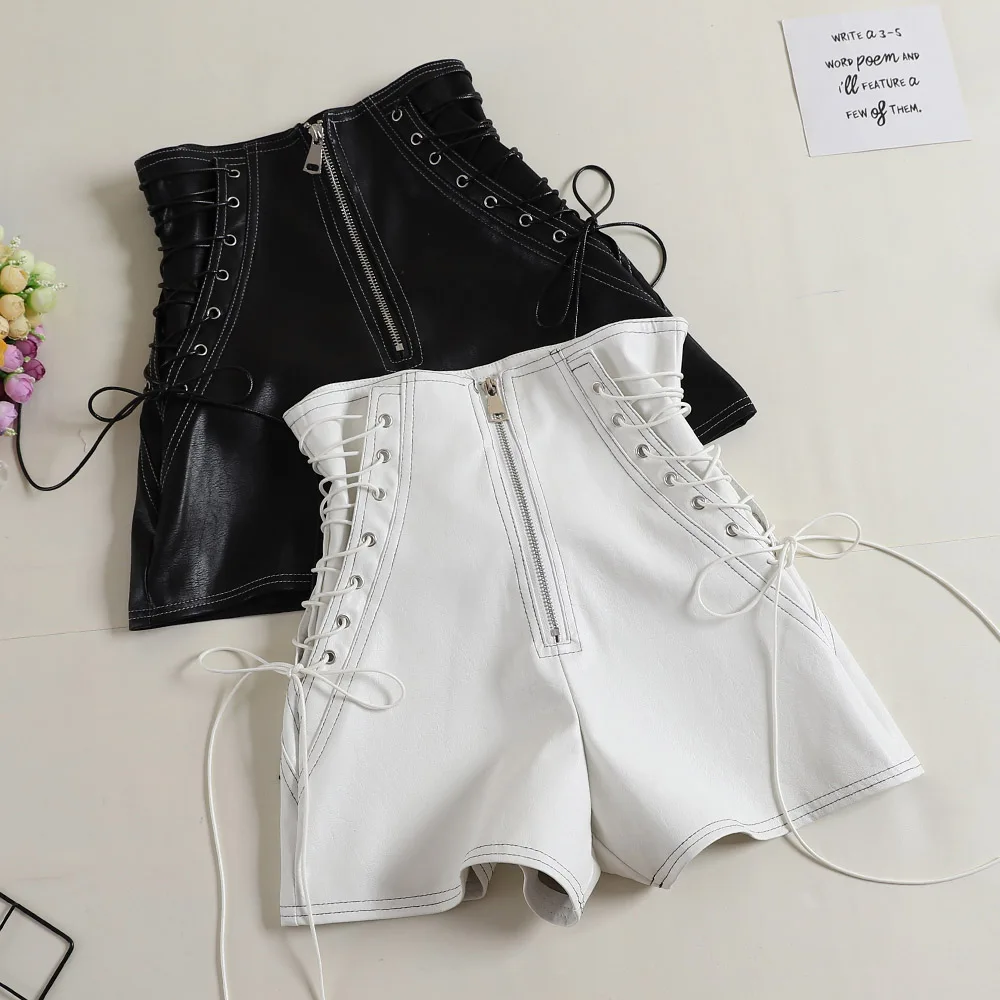 Rosetic Bandage Sexy Denim Shorts Women Streetwear Gothic Jeans Mini High Waist Lace Up Casual Zip Black Goth Club Fashion 2021 black denim shorts