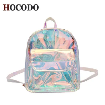 

HOCODO Transparent PVC Mini Backpack Women Laser Jelly Clear Backpack Fashion Travel Bag Teenager Girl School Bags Mochilas 2019