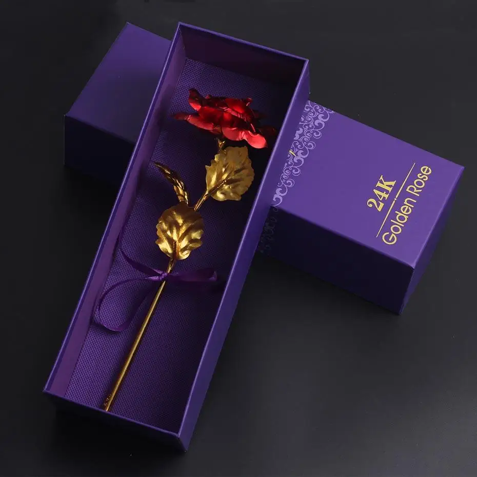Прямая поставка позолоченные розовые цветы из фольги 24 К Glaxy Box Свадебный декор
