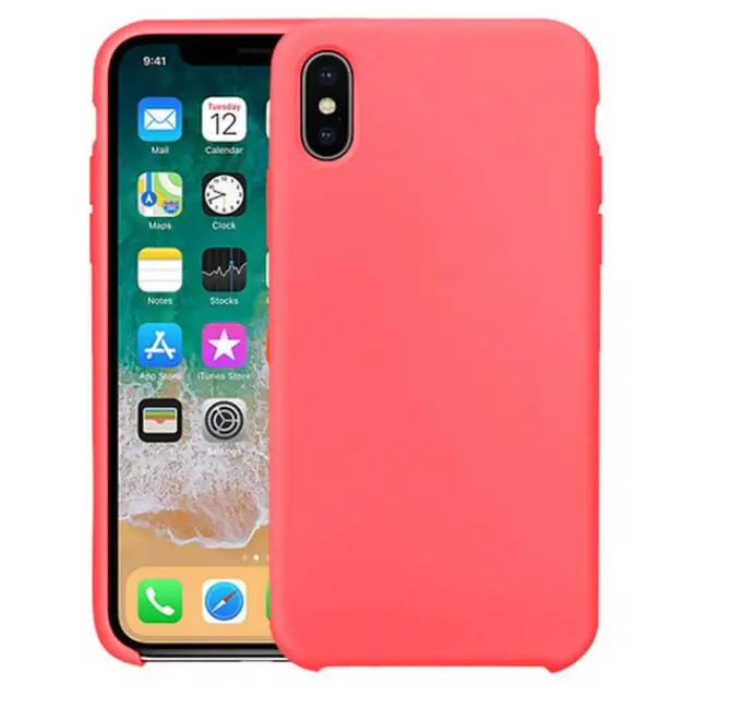 Роскошный силиконовый чехол с логотипом для iPhone 6 6s 7 8 Plus Xs Max XR X, чехол для Apple iPhone 11 Pro Max, чехол для телефона Capa - Цвет: Peach Red