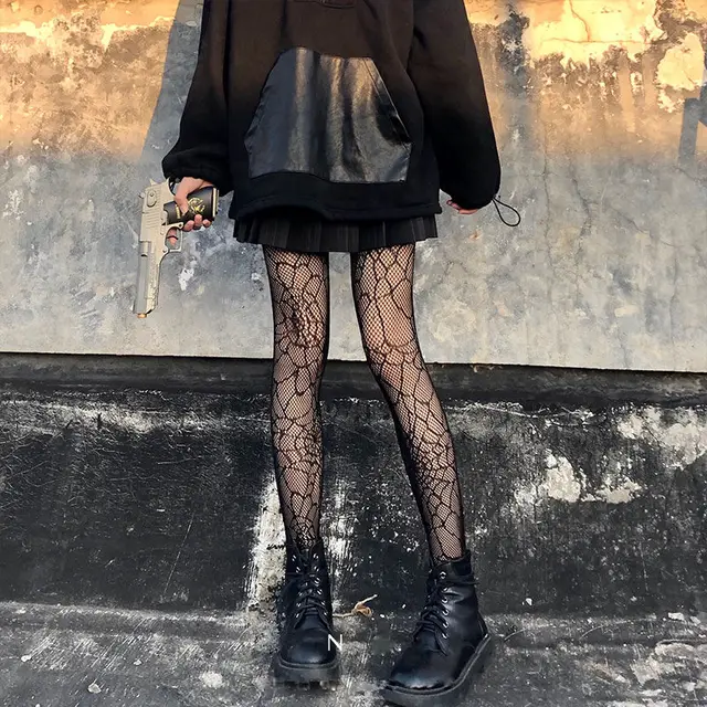 Women Anime Cosplay Lolita Girls Tights Black Sexy High Waist Fishnet Nylon Stocking Mesh Hosiery Pantyhose Lingerie Accessories black 7
