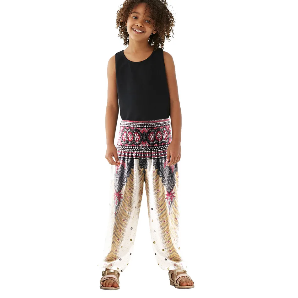 Летние леггинсы для девочек детские штаны для йоги с принтом в стиле бохо свободные хиппи брюки для девочек Детская Повседневная пляжная одежда От 3 до 10 лет
