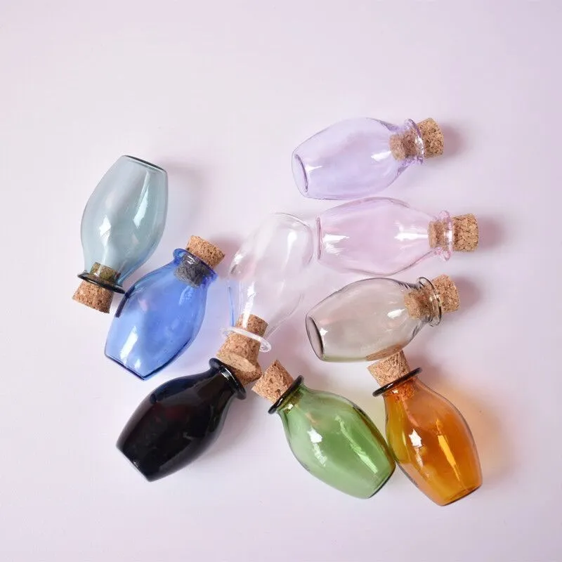 3pcs Wine Jar Shape Color Christmas Wish Bottles Small Empty Cork Glass Vials For Holiday Wedding home Decoration Gifts | Дом и сад