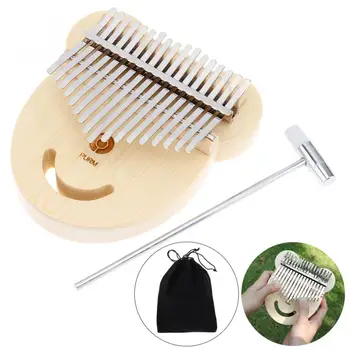 

17 Key Thumb Piano Spruce Bear Face Shape Thumb Piano Kalimba Mbira with Tuning Hammer Keyboard Instruments