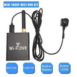 Mini kit de câmera de vigilância, 1080p, wi fi, dvr, gravador de vídeo, bateria embutida, sem fio, p2p, áudio rtsp, interno, casa, dvr