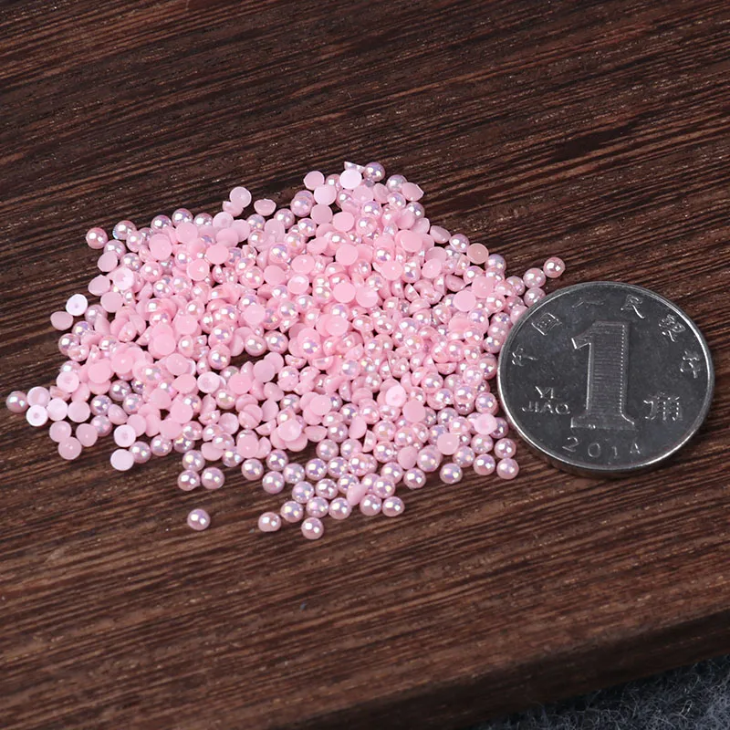 AB Pink Half Pearl Mixed Size from 1.5mm To 10mm Craft ABS Resin Flatback Half round imitation pearls For Nail DIY Phone Decro