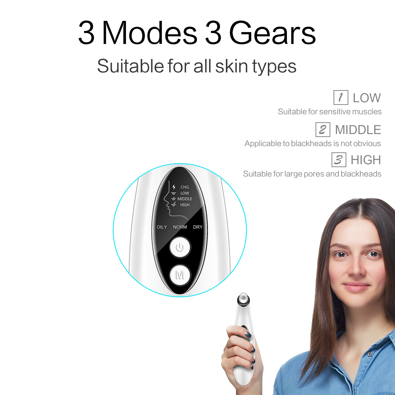 ANIMROE Electric Vacuum Blackhead Pore Remover Suction Blackhead Pimple Acne Remover Cleaner with 6 tips Facial Skin Care Tool