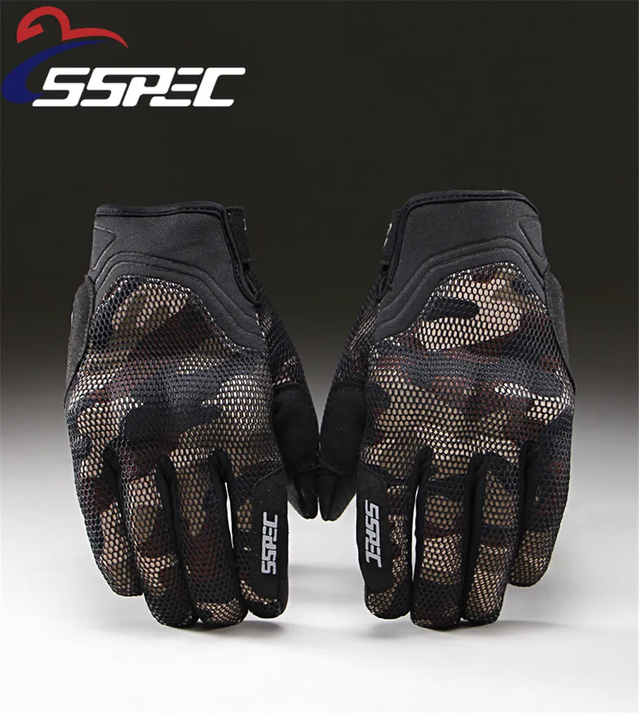 

SSPEC Men Women Summer mesh breathable motorcycle gloves full finger Protective motocross gloves biker Riding Motor Luvas