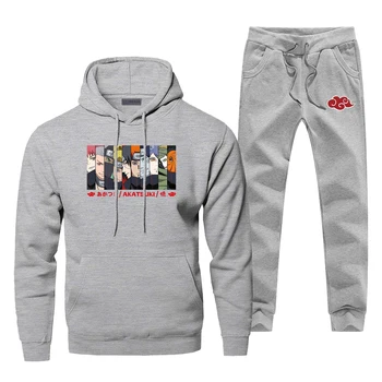 

Naruto Japanese Anime Hoodies Pants Sets Men Suit Akatsuki Harajuku Tracksuit 2 Piece Sweatshirt Sweatpants Autumn Sports Set