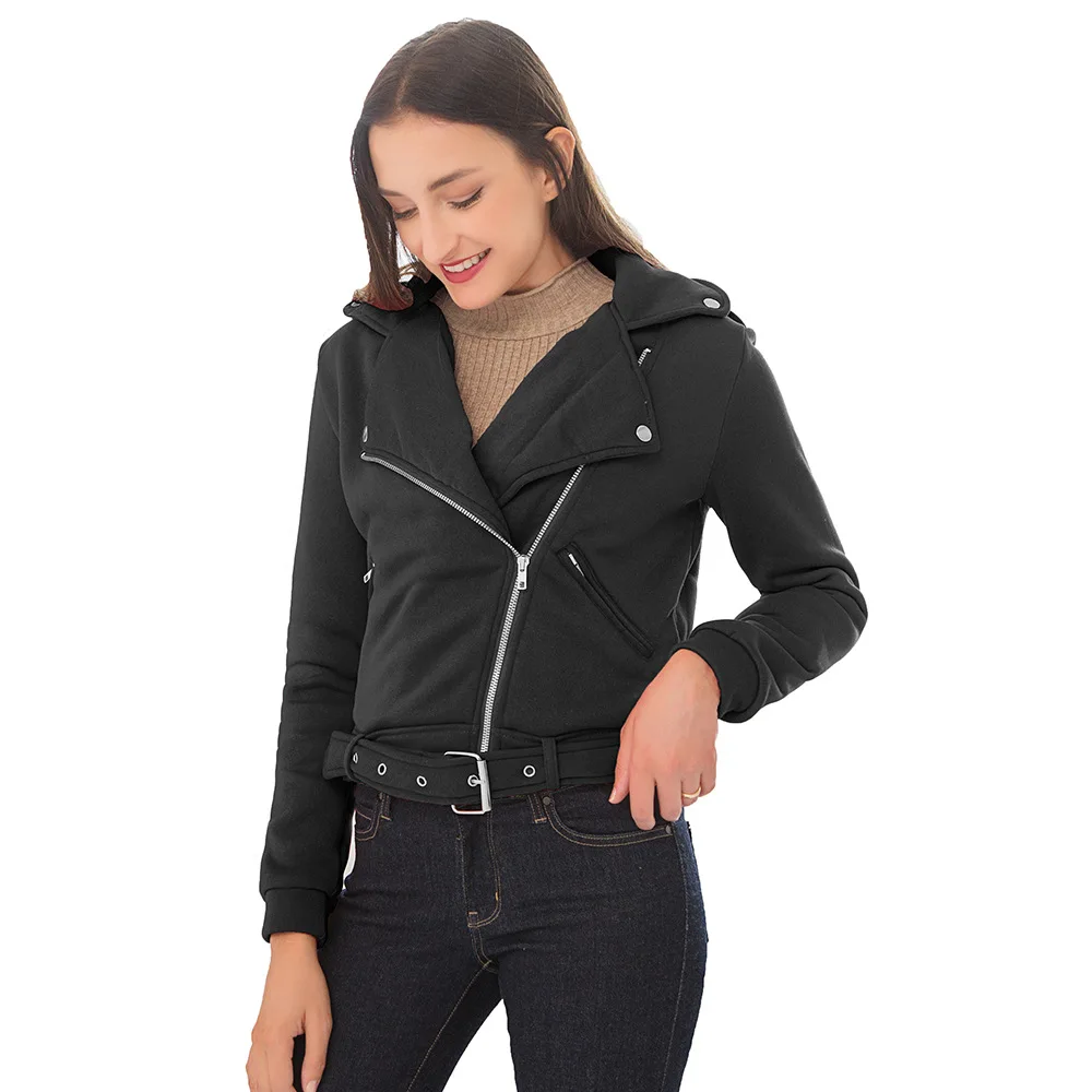 

iClosam Autumn Women Black Jackets Female Zipper Femme Outerwear Plus Size Coats Long Sleeve Basic Jackets