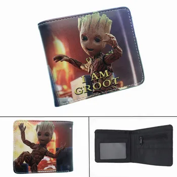 

Cartoon Guardians of the Galaxy Groot Rocket Racoon Leather Wallet Photo Card Holder Layers PU Boys Girls zip Coin Pocket Purse
