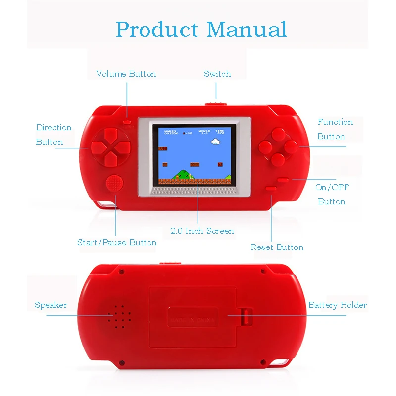 Ультра тонкий портативный детский игровой плеер 2 0 дюймовый экран цветной