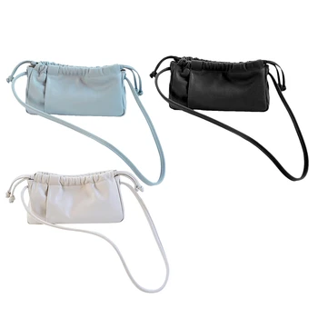 

Acrylic Chain Pleated Soft Women Shoulder Bags Split PU Leather Bags Ladies Small Messenger Handbag Female