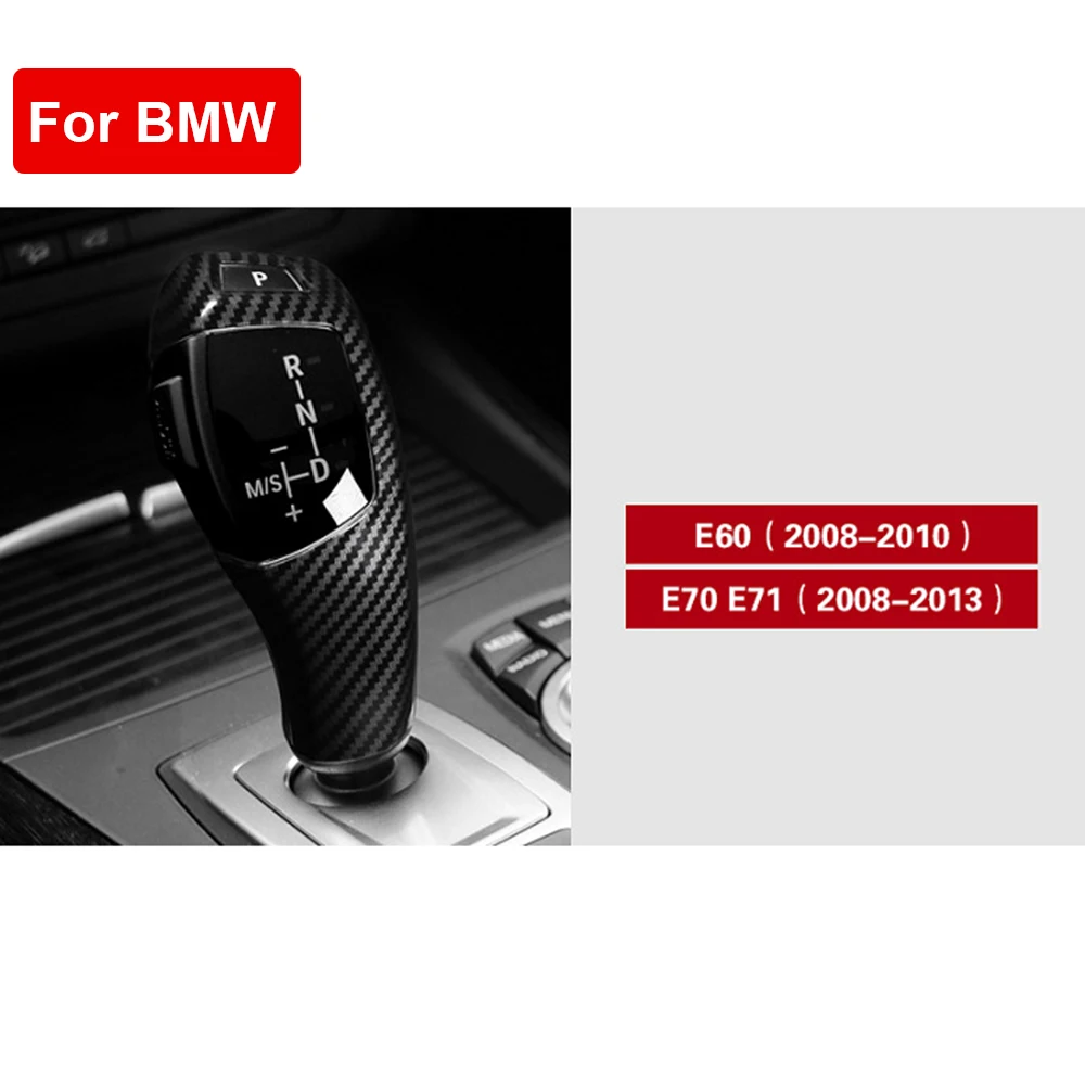 Черная ручка переключения рулевого механизма автомобиля из углеродного волокна Накладка для BMW E60 E70 E71 5 серии X5 X6 Авто ручка переключения передач декоративная крышка