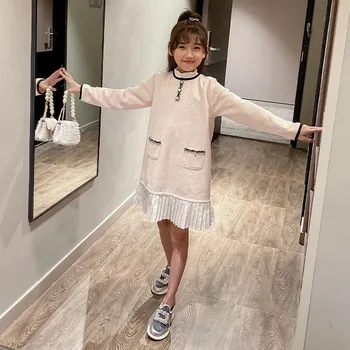 

YourSeason New Arrival Girls Sweet Princess Dress Turtleneck Teen Girls Casual Patchwork Pocket Dresses 2020 Spring Autumn
