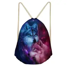 HaoYun/модные женские сумки на шнурке с милым рисунком волка; пляжная обувь с карманами; модные мини-дорожные сумки Органайзер для девочек