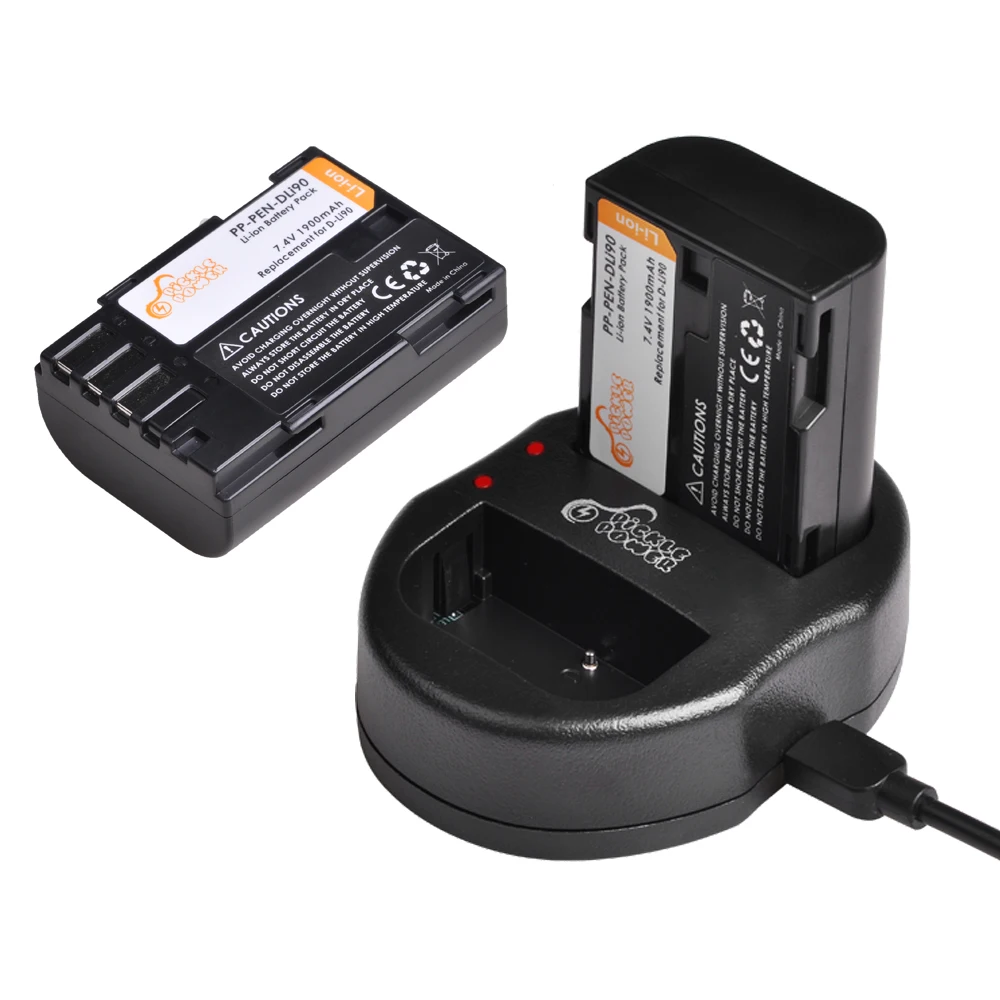 Pentax d-li90 battery 2 pack and dual usb charger