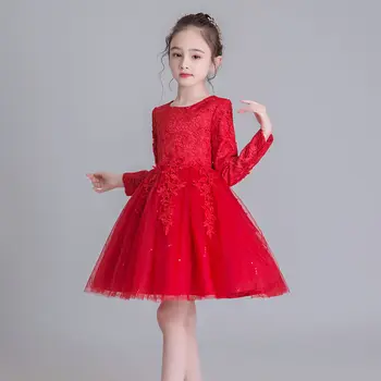 

Summer Winter Girls Dress Wedding Party Clothes Kid Baby Long Sleeves Dresses Cute Sweet Warm Clothing Girl Christmas Wear