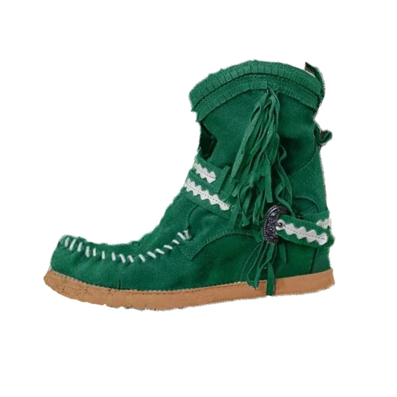

New Winter Boots Women Fringed Plus Size Round Head Shoes Lightweight Wear-resistant Suede Leather Undefined Snow Cotton Boots