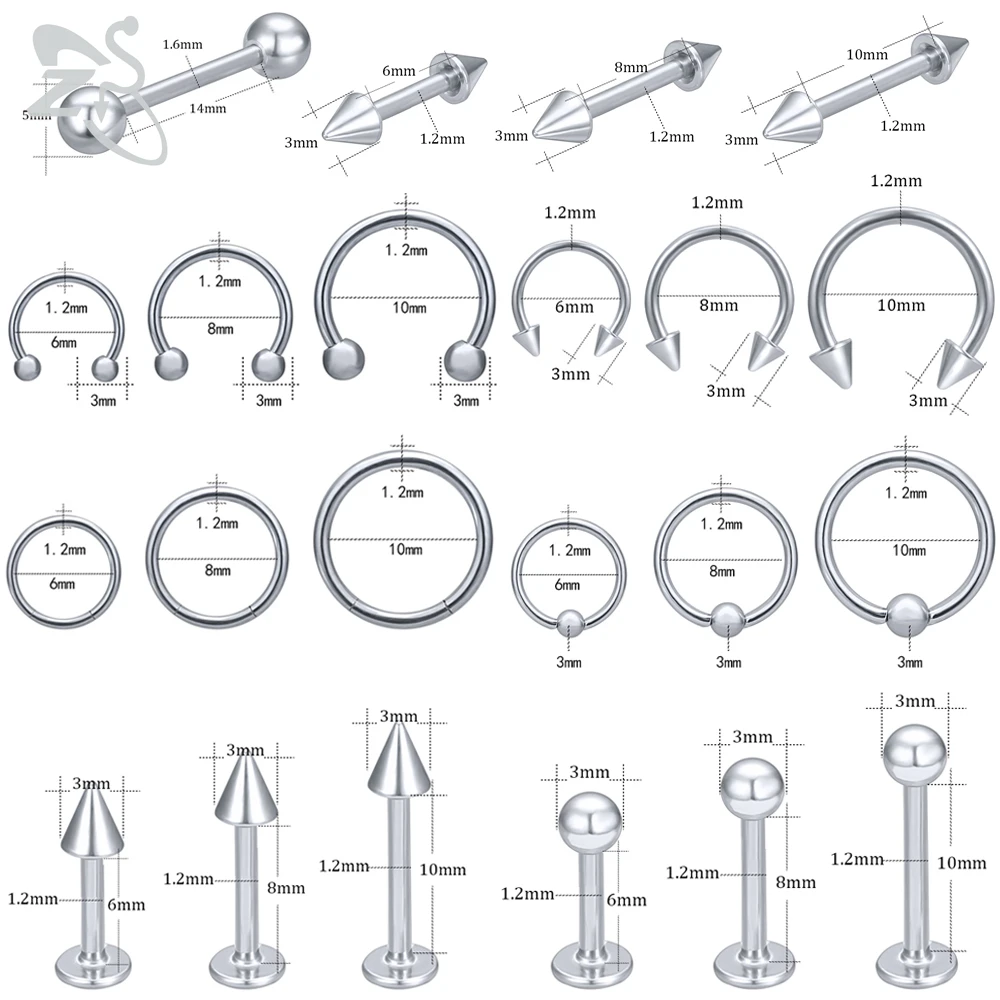 16pcs/lot 316L Stainless Steel Nose Ring Men Women 5 Color Lip Labret Tongue Piercings 16g Eyebrow Ear Helix Piercing Jewelry hoop earrings,piercing jewelry,nose rings,body piercing jewelry,body jewelry,ear piercing jewelry,body piercing earrings
