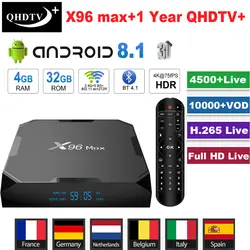 X96 Max Android 8,1 Smart tv Box + 1 год QHD tv + код IPTV Amlogic S905X2 телеприставка 2,4G & 5GHz двойной Wifi 4K HD домашний медиа плеер