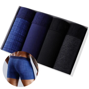4 pezzi Set Boxer da uomo Boxer morbidi per mutandine da uomo Mutande da uomo in cotone maschile Biancheria intima sexy Boxer Famiglia Calecon 1