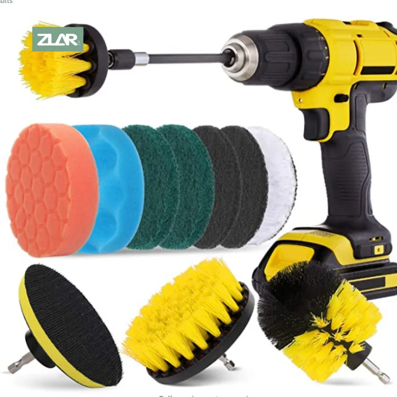 12pcs Electric Drill Brush Kit Round Cleaning Brush for Carpet Glass Car Tires Nylon Brushes
