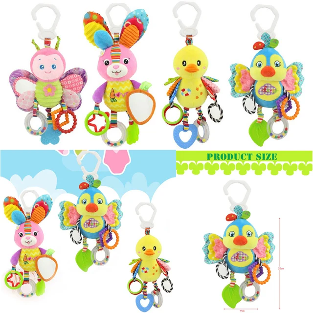 0-12 Months Plush Infant Toys Baby Development Giraffe Animal Handbells Rattles Handle Toys Stroller Hanging Teether Baby Toys 1