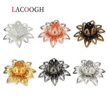 

20pcs 6 colors Dia 16mm Copper Hollow Flower Spacer Bead Caps For DIY Jewelry Making Findings Filigree Loose Bead End Caps Craft