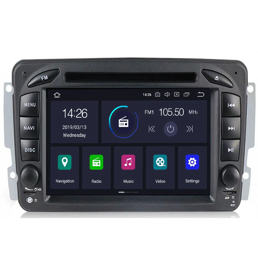 Discount 4+64G Android 9.0 In Dash Car Stereo Redio DVD Player for Mercedes/Benz/W209/W203/M/ML/W163/Viano/W639/Vito GPS Navigation Unit 2