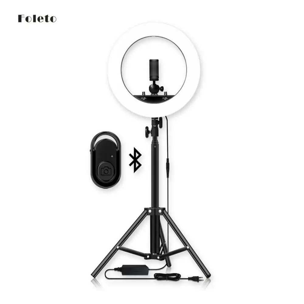 

Foleto 14'' LED Photography Ring Light Dimmable Ring Lamp with Tripod 1.6M for Beauty Makeup Photo Studio lighting Live Stream
