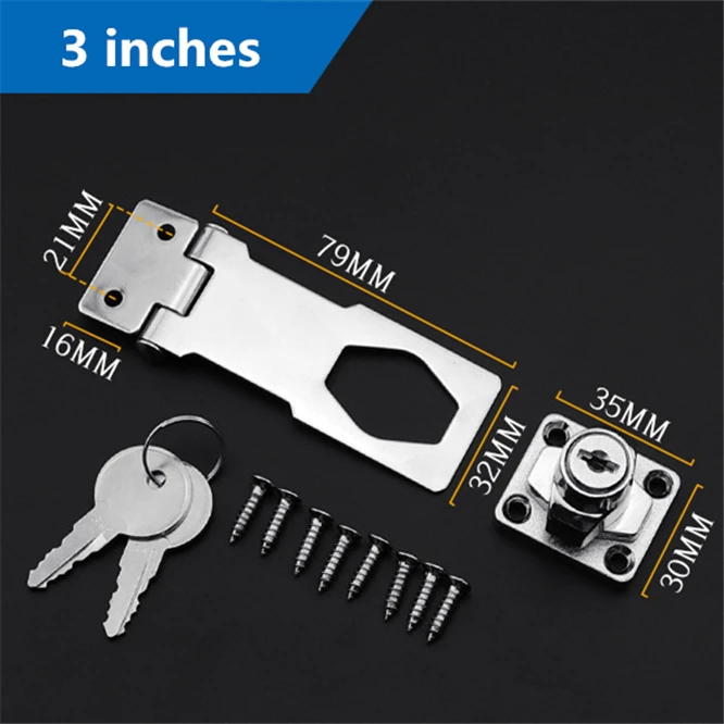 Zinc alloy Plating Self Locking Security Hasp Staple with not universal 2 Keys Lock Shed Cupboard Padlock Door locks