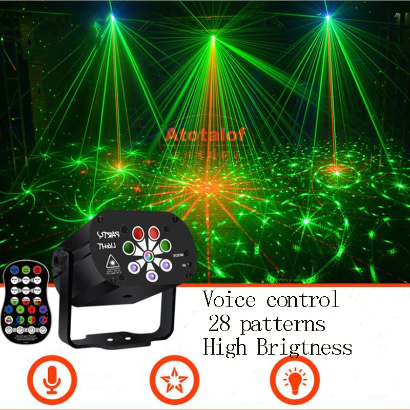 

60/128 Patterns Larse Stage Lights New UV DJ Disco Effect Light USB Recharge Wireless Control Party Light for Holiday Christmas