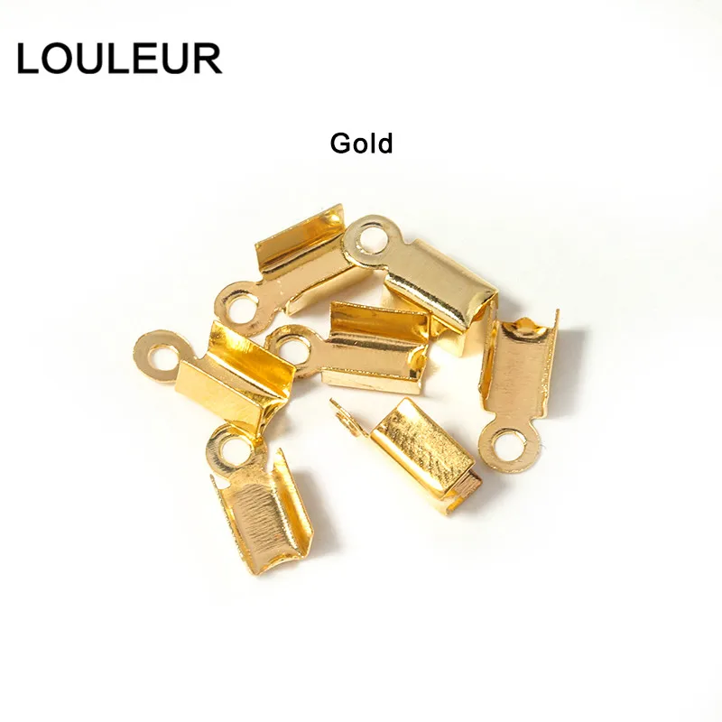 200 teile/los Cove Verschlüsse Cord End Kappen String Band Leder Clip Spitze Falten Crimp Bead Anschlüsse Für Schmuck Machen Erkenntnisse – Detail 5