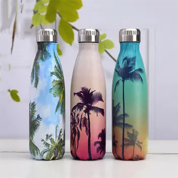 

Summer Beach Water Bottle Cold Insulated Thermos Flask Tea Beer Cup Double Wall Stainless Steel Water+Bottles Travel Mug Shaker