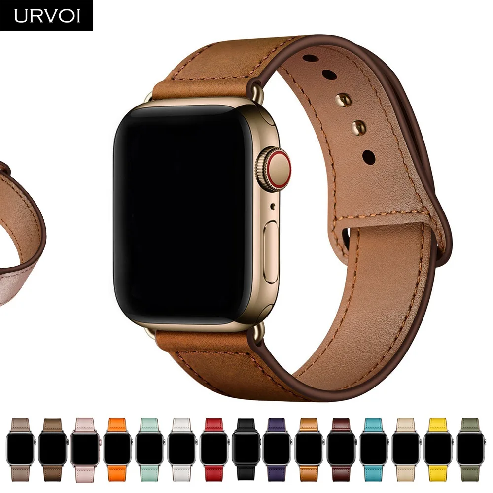 Ремешок URVOI для apple watch series 7 6 5 4 3 SE спортивный браслет из натуральной кожи Swift iWatch