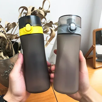 

Creative Simple Frosted Snap Cap Plastic Bottle Seal Leakage Large Capacity Outdoor Sports Fitness Portable Anti-scalding Kettle