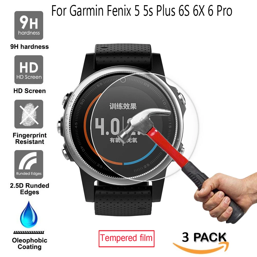 3 шт. защитный для Garmin Fenix 5 5s Plus 6S 6X 6 Pro Ультра Прозрачный закаленный из стеклянной